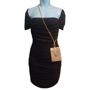 NYE Crossbody Gold Badge and ID Holder "Wristlet" Necklace Purse Jewelry